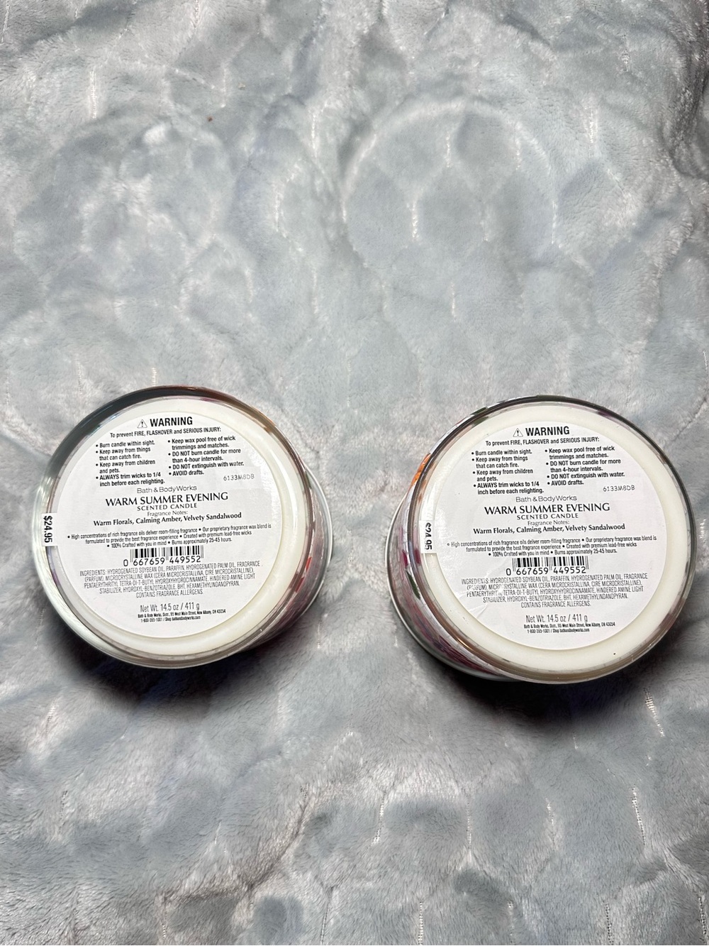 BATH & BODY WORKS 2 Pack Warm Summer Evening 3 Wick Scented Candle Bundle B&BW - Picture 2 of 5